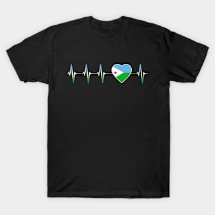 Djibouti Flag Djiboutian Heartbeat I Love My Country T-Shirt